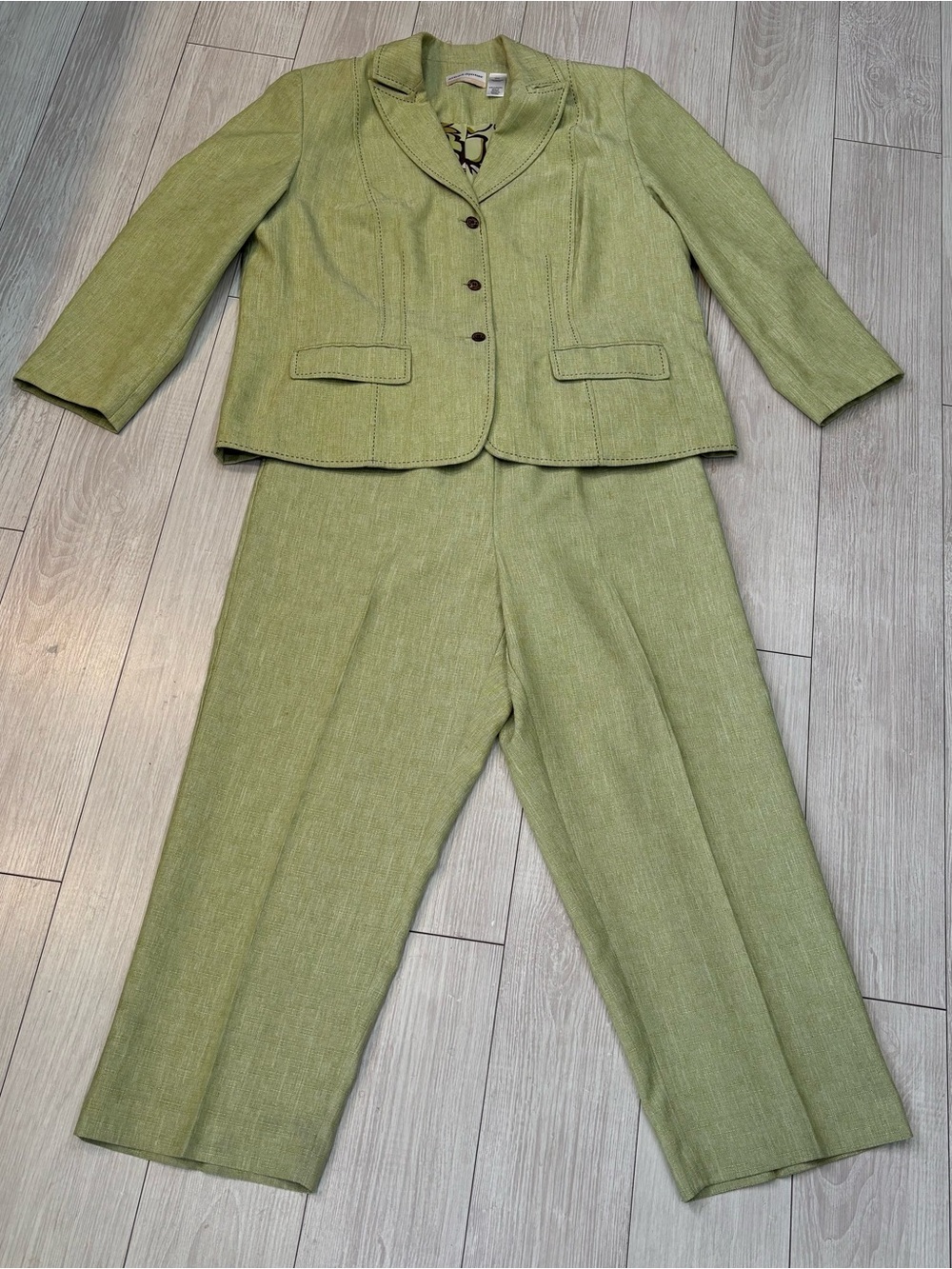 Alfred Dunner Light Green Two-Piece Pantsuit 18W